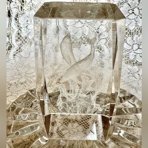 🔮CRYSTAL IMAGE🔮 2-CT~3D CRYSTAL CUBE PAPER WEIGHTS: DOLPHINS & SAFARI SCENE🪸